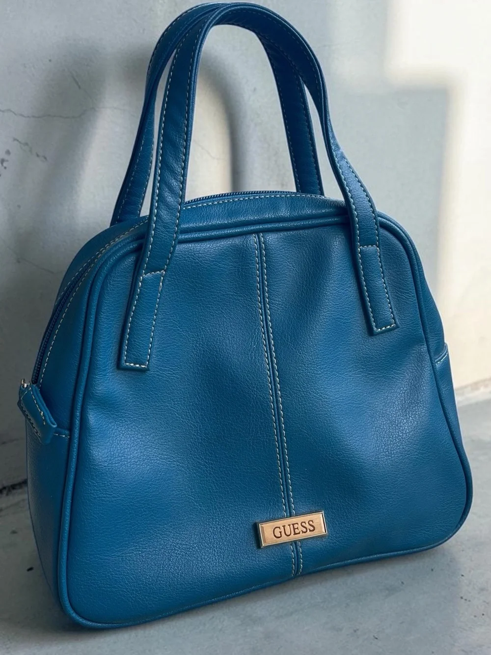 Vintage GUESS Royal Blue Dome Satchel Top Handle Y2K Handbag